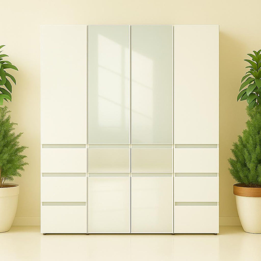 Elise Modular Wood Closet System with Mirror in White