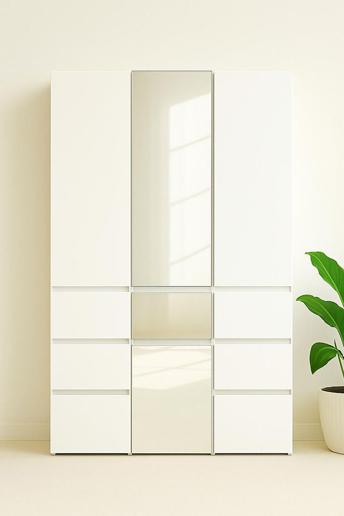 Elise Modular Wood Closet System with Mirror in White