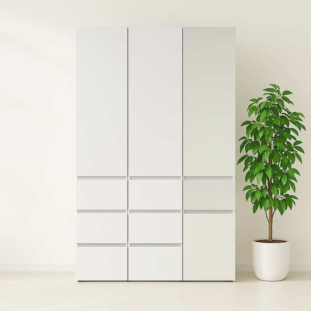 Elise Modular Wood Closet System with Mirror in White