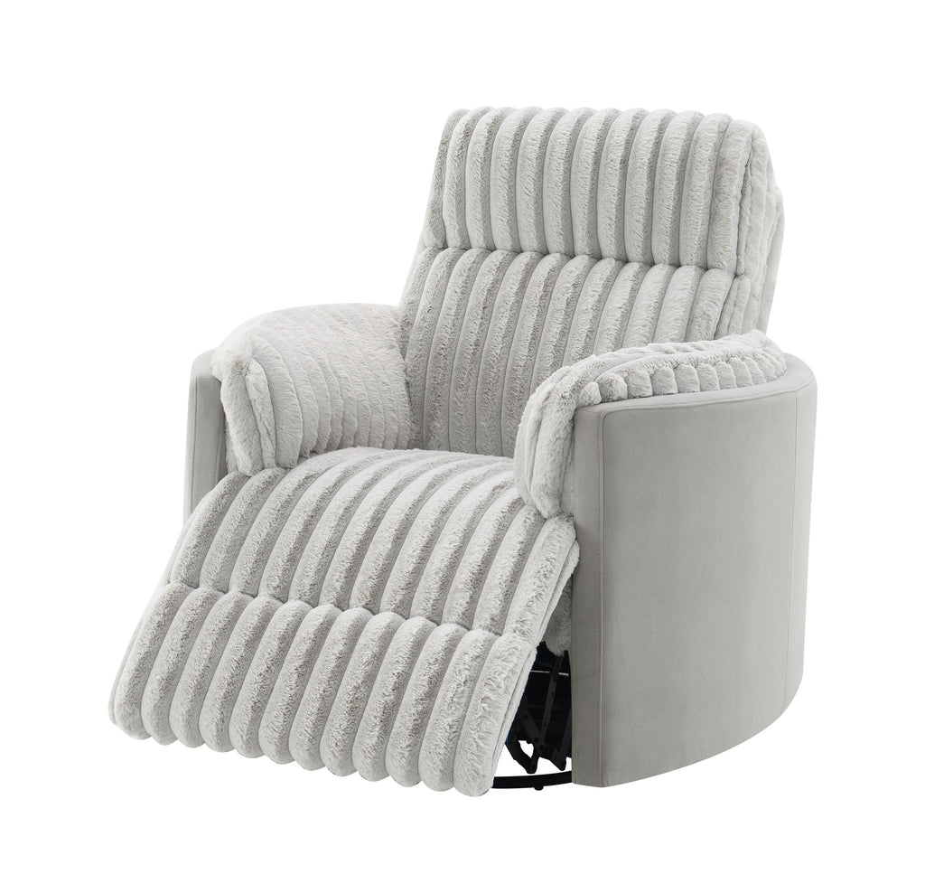 Emee Gray Corduroy Glider Recliner w/ Swivel