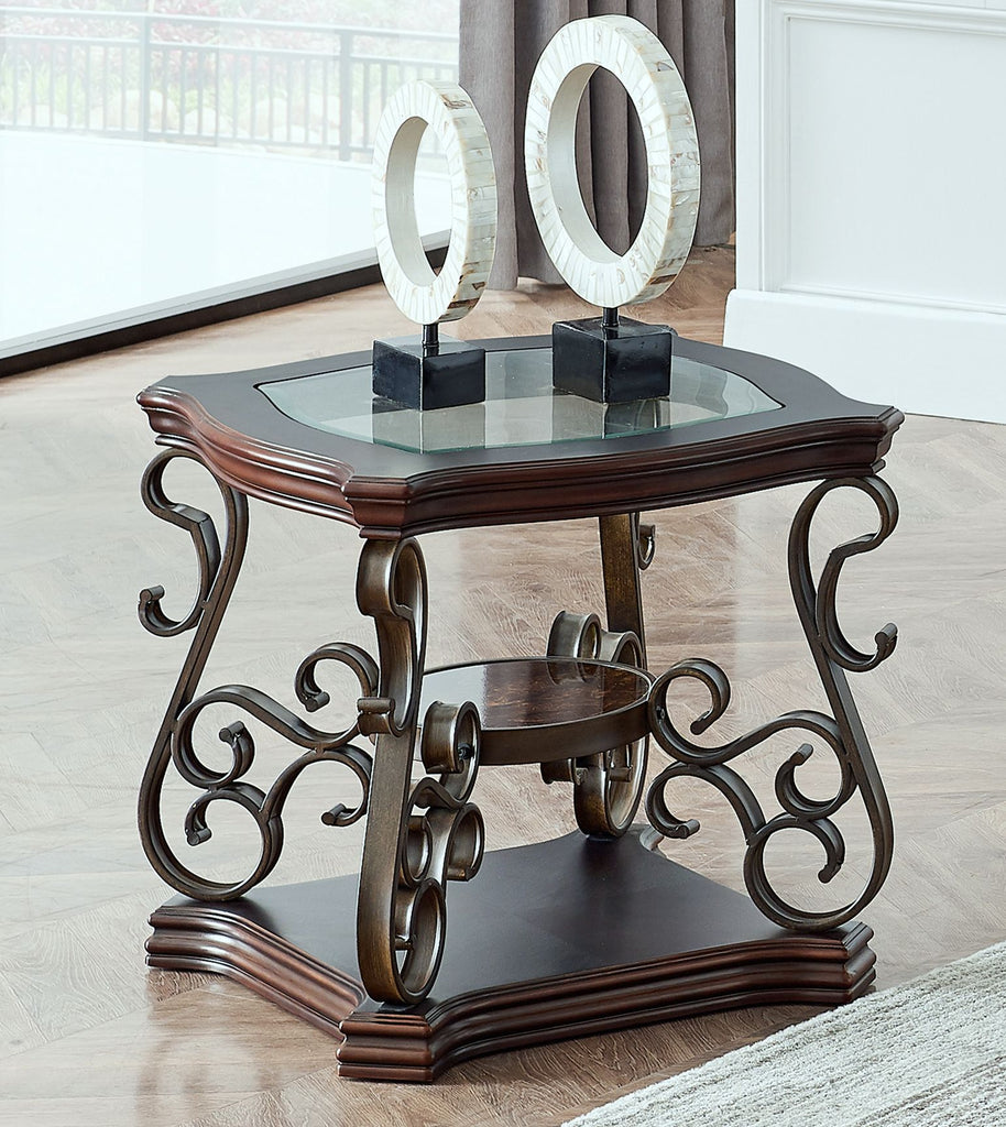 End table, Glass table top, MDF W/marble paper middle shelf, powder coat finish metal legs. (26.3"Lx26.3"Wx24"H) image 10