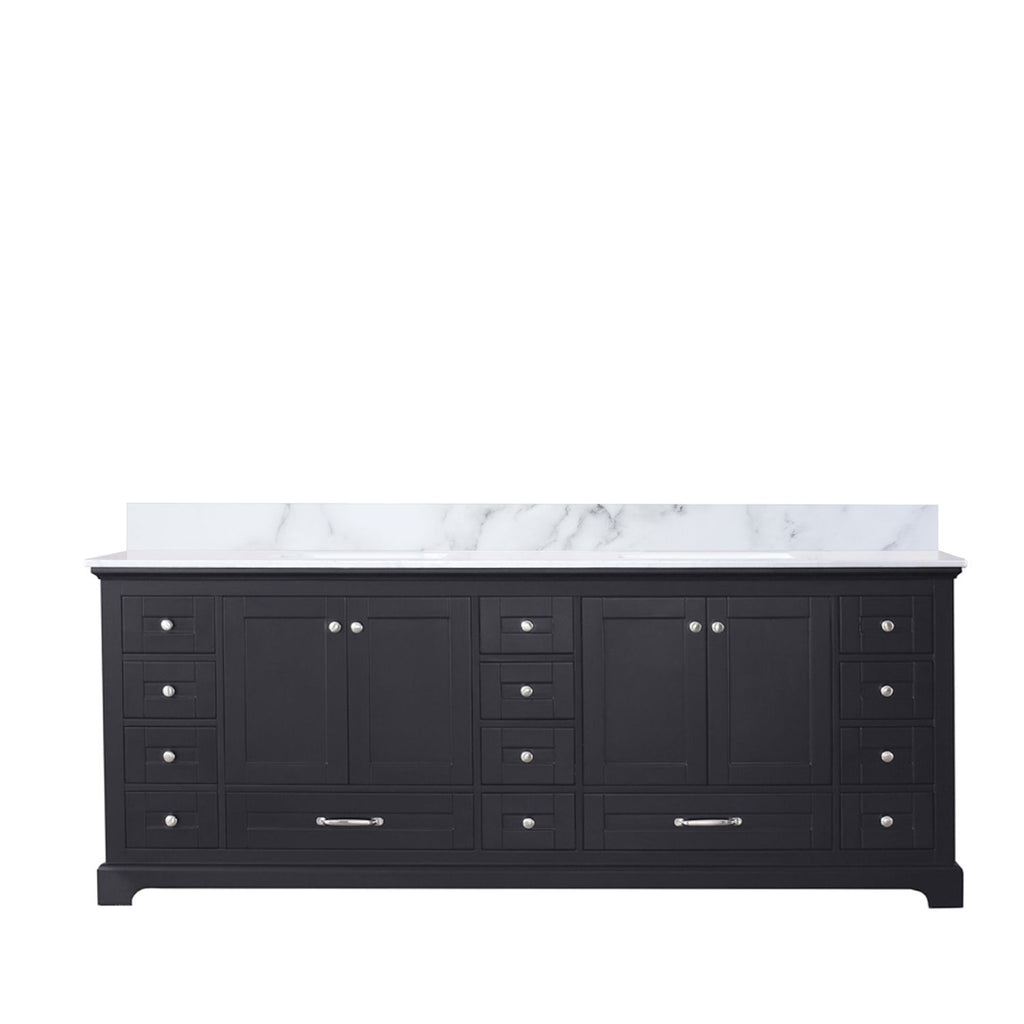 Espresso Double Bath Vanity 84 in. W x 22 in. D, with Carrara Marble Top