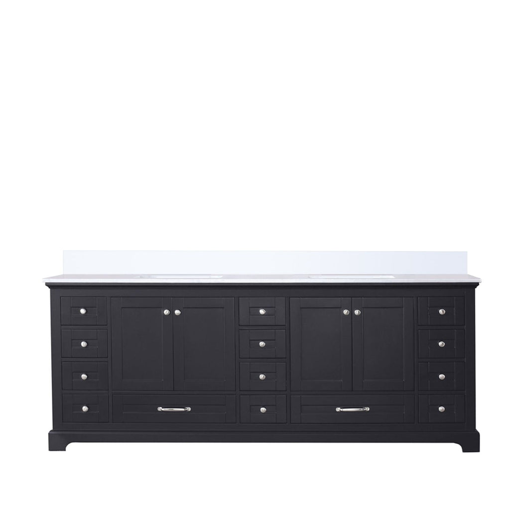Espresso Double Bath Vanity 84 in. W x 22 in. D, with White Quartz Top