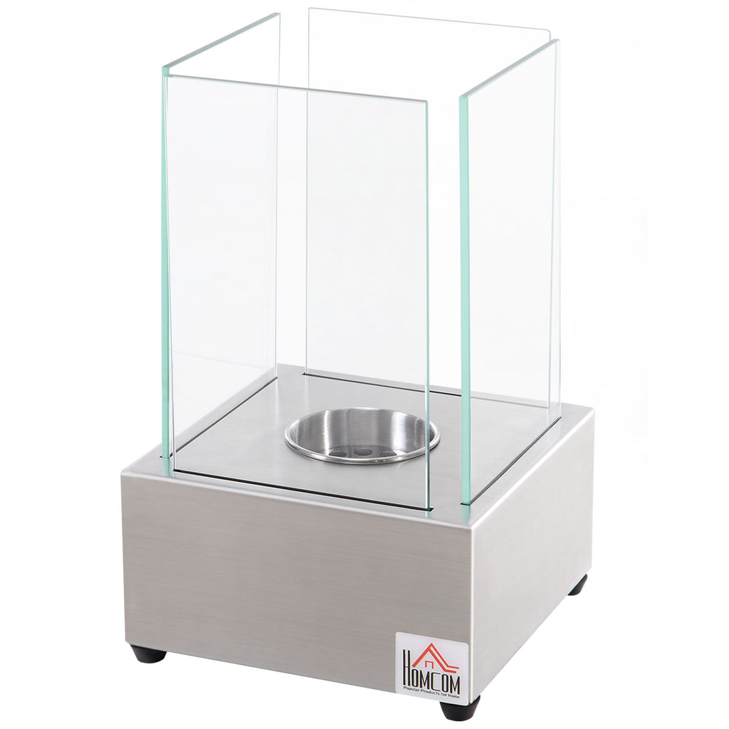 Ethanol Fireplace, 7.75" Tabletop 0.10 Gal Stainless Steel 160 Sq. Ft., Burns up to 2 Hours, Silver