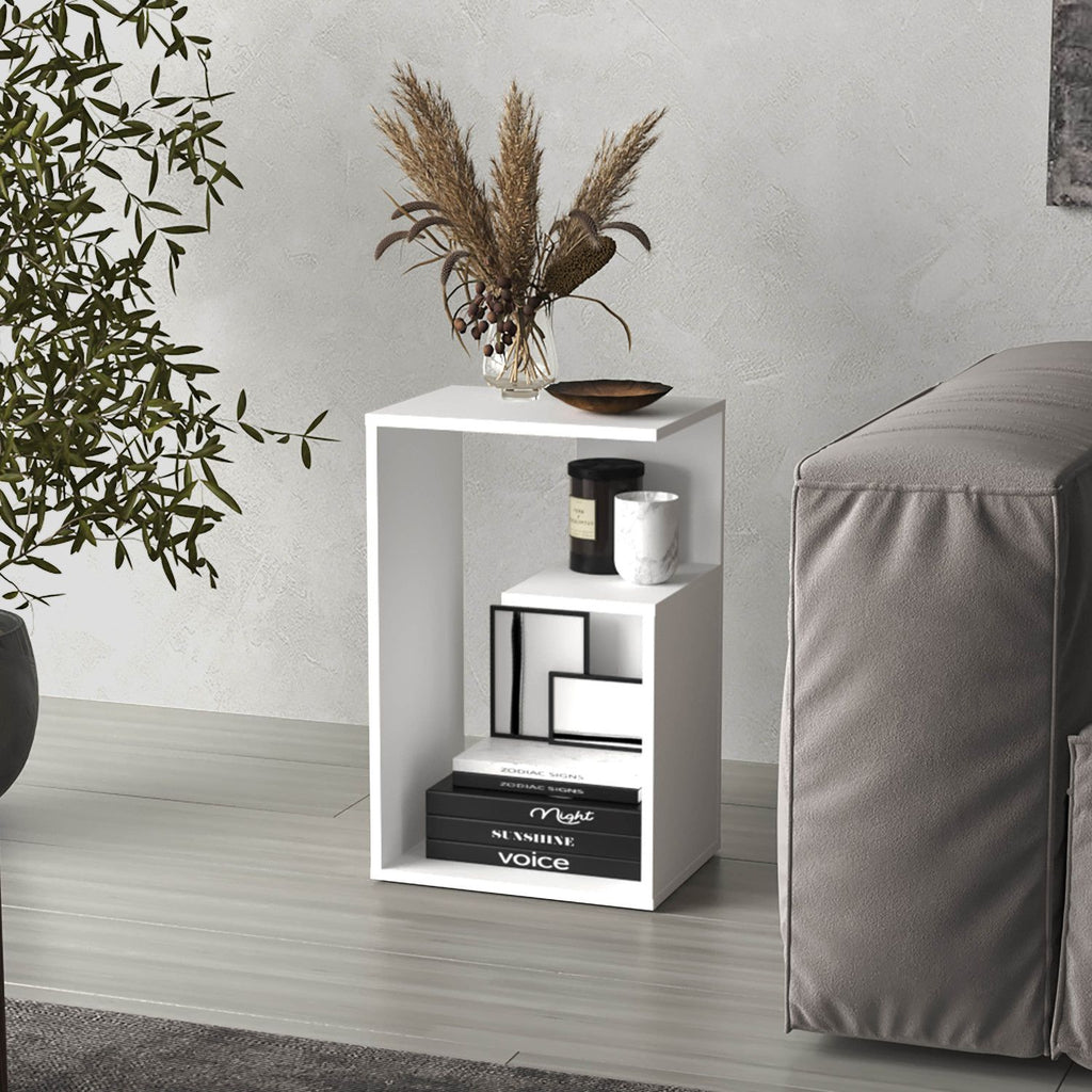 Everet 25" High 3-Tier Side Table Black White