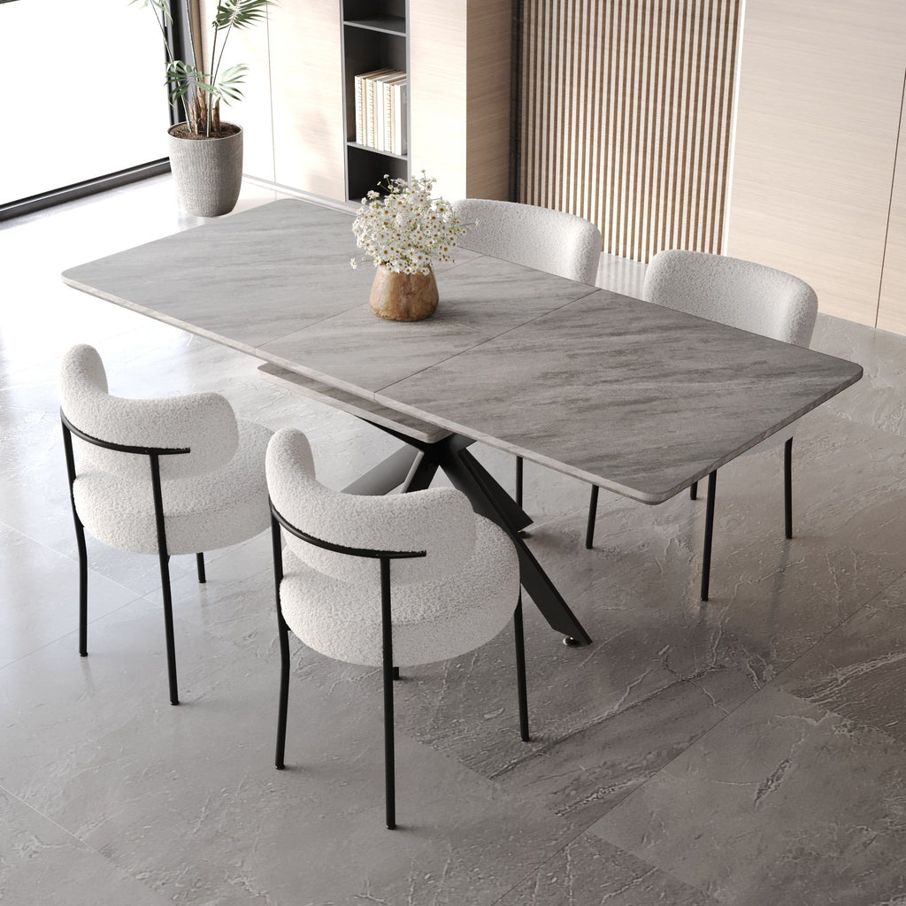 Extendable Dining Table Table Set for 4-8 Person for Dining Room,Curved Backrest Round Upholstered Soft padded armless dining chairs and Very large Dining Room Table Kitchen Table Chair Set