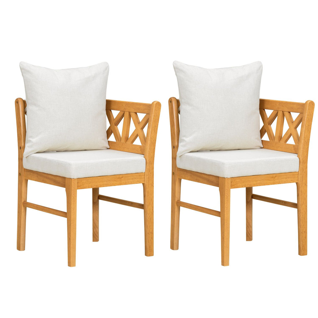Farmhouse Modern Dining Corner- Chairs Set of 2 - WHITE+NATURAL