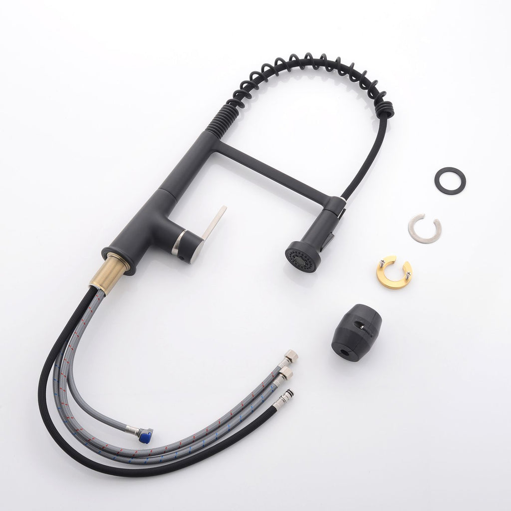 Faucet for Kitchen Sink, Black Kitchen Faucet with Pull Down Sprayer, Modern Commercial Spring Pull-Out Kitchen Sink Faucet