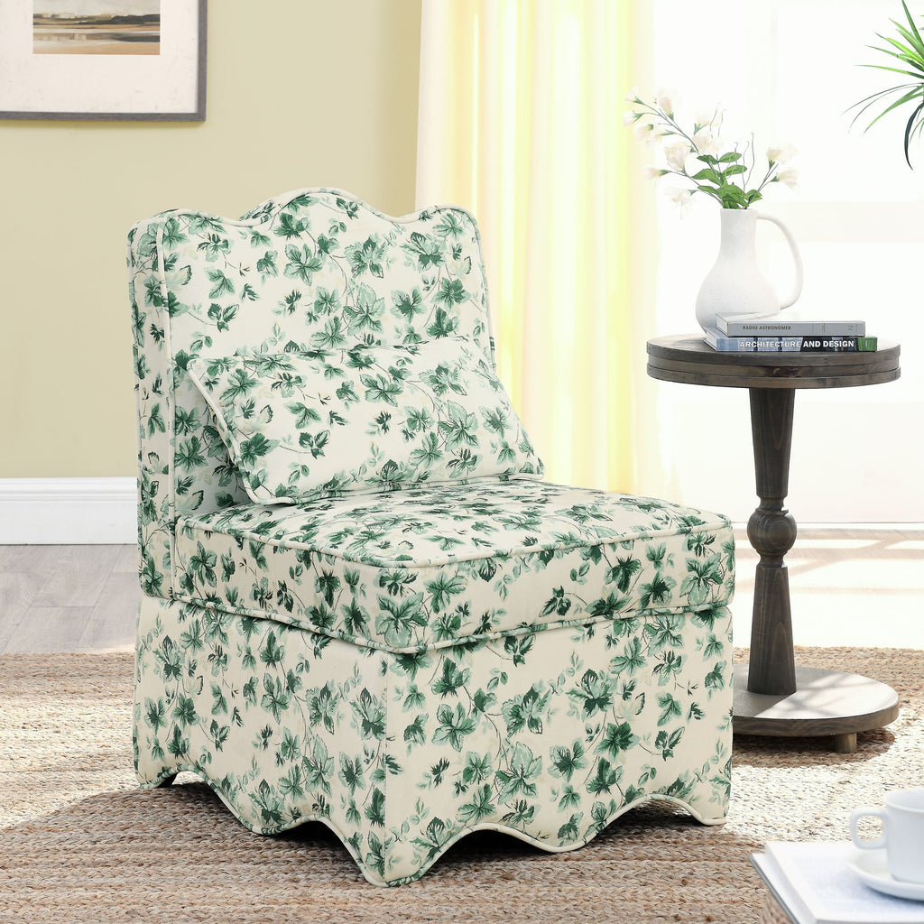 Flannel single dining chair with soft seat cushion and backrest, no armrests, matching pillow can be used as waist cushion, this dining chair can be used in the living room - GREEN