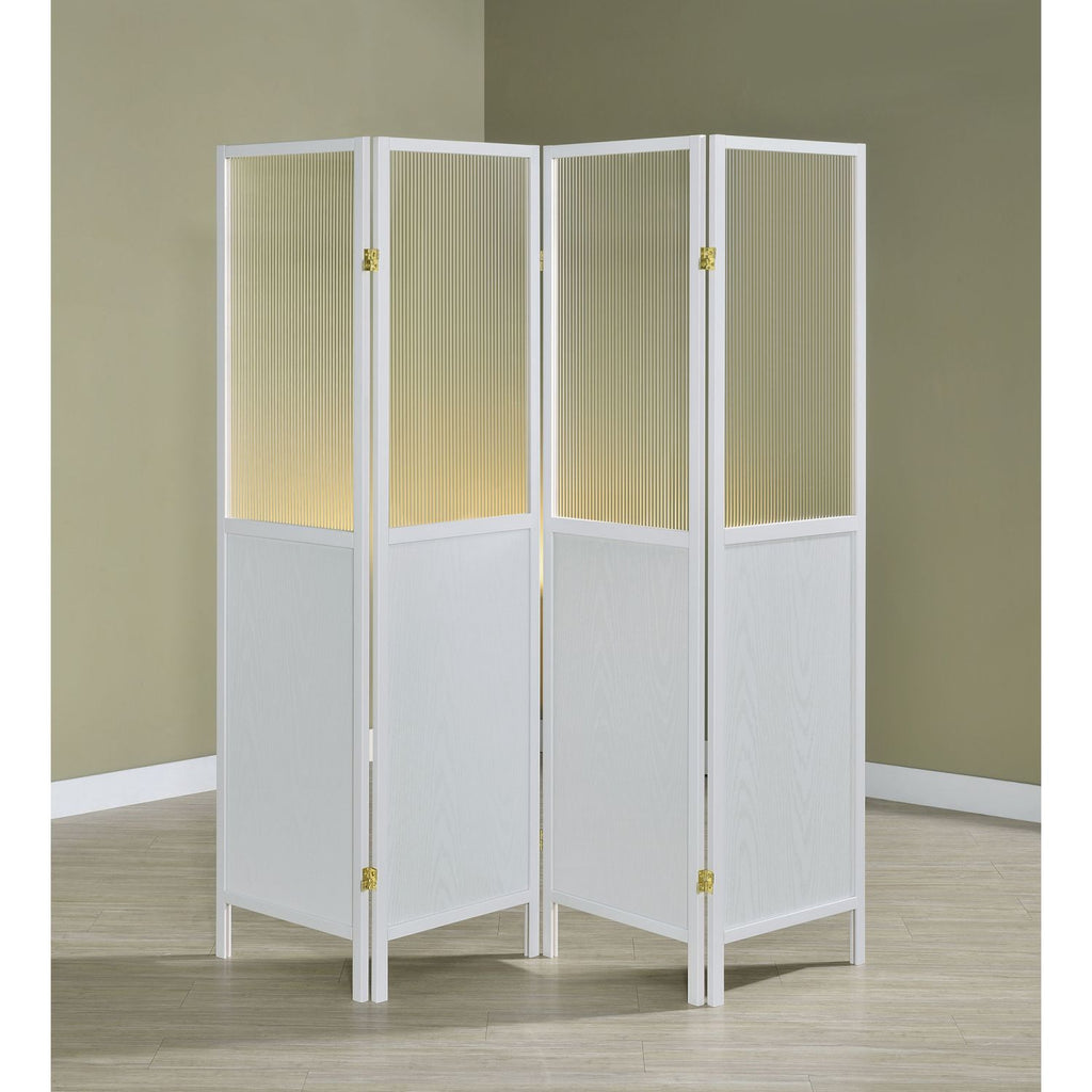 Florentin White 4-Panel Room Divider Folding Shoji Screen