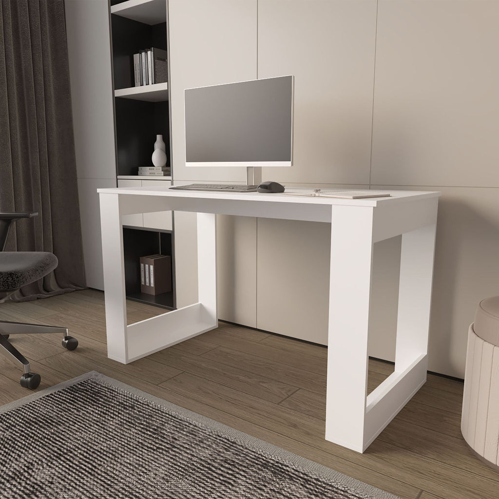 FM FURNITURE Aurora Writing Computer Desk with Ample Work Surface. White