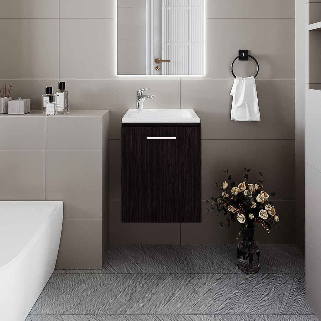 FM FURNITURE Haigleer Creek Bathroom Vanity with Integrated Sink and Faucet, Wengue