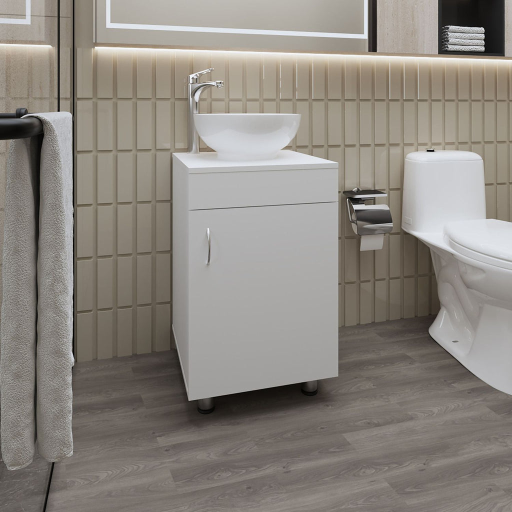 FM FURNITURE Loli Bathroom Vanity with Integrated Sink and Faucet, White
