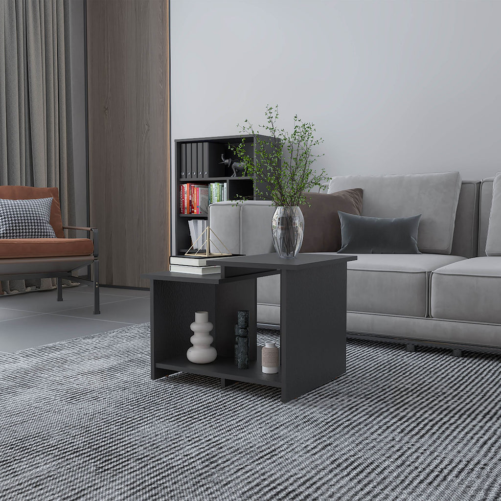 FM FURNITURE Naco Coffee Table with Open Storage, Melamine Finish, Natural Oak