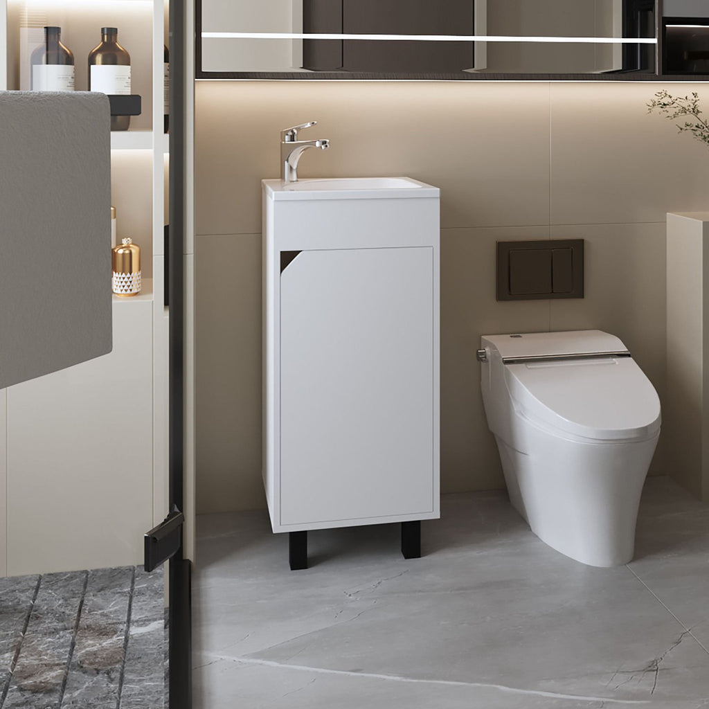 FM FURNITURE Quartzsite Bathroom Vanity with Integrated Sink and Faucet, White