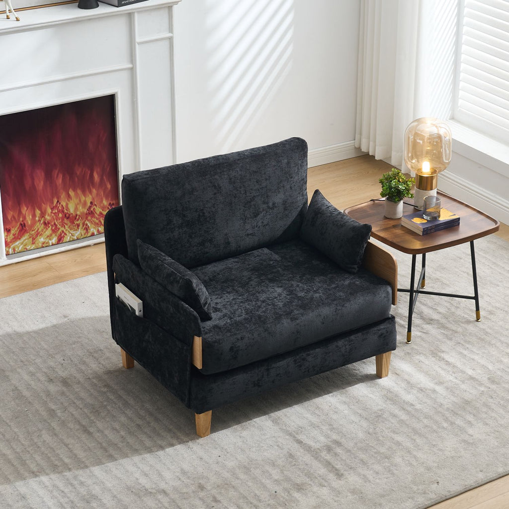Foldable sofa bed recliner, 3-in-1 convertible sleeper, mid-century modern decor, suitable for small spaces, with three pillows, can be placed in the bedroom study room guest