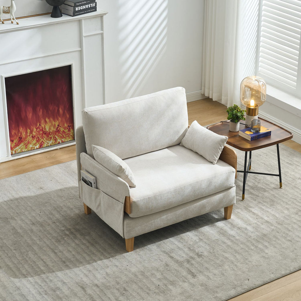 Foldable sofa bed recliner, 3-in-1 convertible sleeper, mid-century modern decor, suitable for small spaces, with three pillows, can be placed in the bedroom study room guest