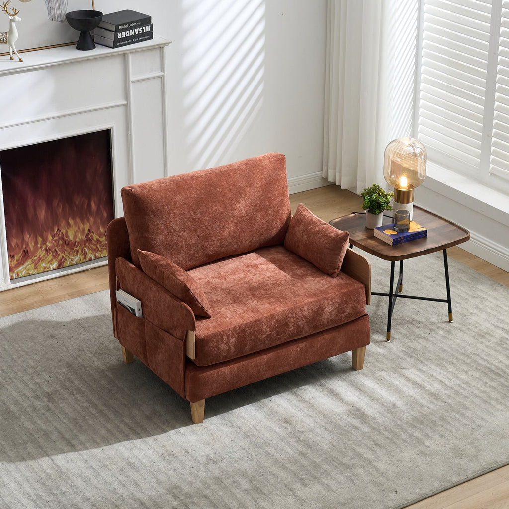 Foldable sofa bed recliner, 3-in-1 convertible sleeper, mid-century modern decor, suitable for small spaces, with three pillows, can be placed in the bedroom study room guest