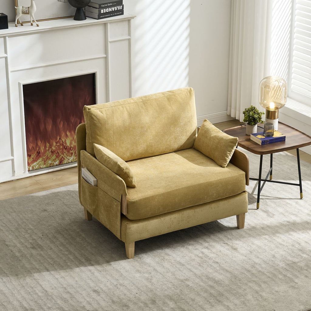 Foldable sofa bed recliner, 3-in-1 convertible sleeper, mid-century modern decor, suitable for small spaces, with three pillows, can be placed in the bedroom study room guest