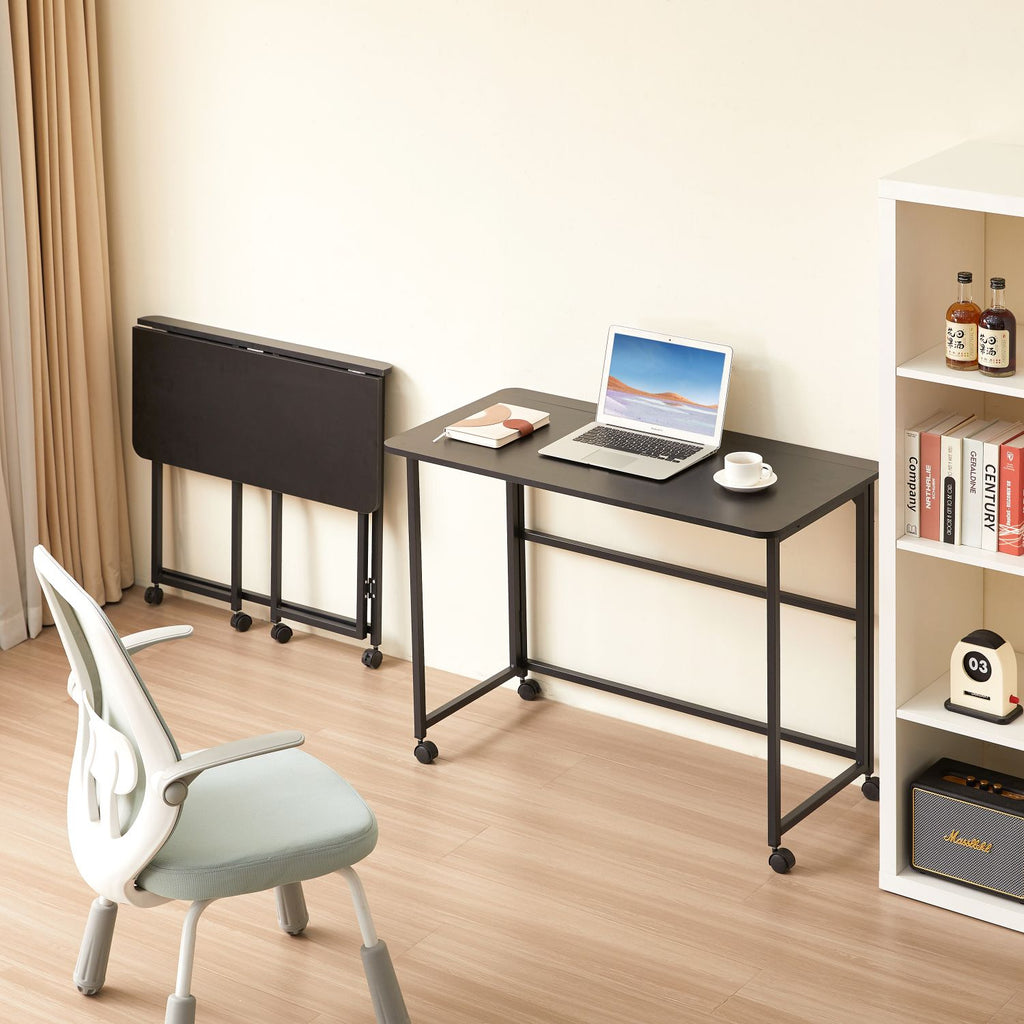 Folding Desk Small Foldable Desk for Small Space, 39.37 Inches Writing Computer Desk in Study, Home Office Foldable Office Desk for Bedroom 100*50,black