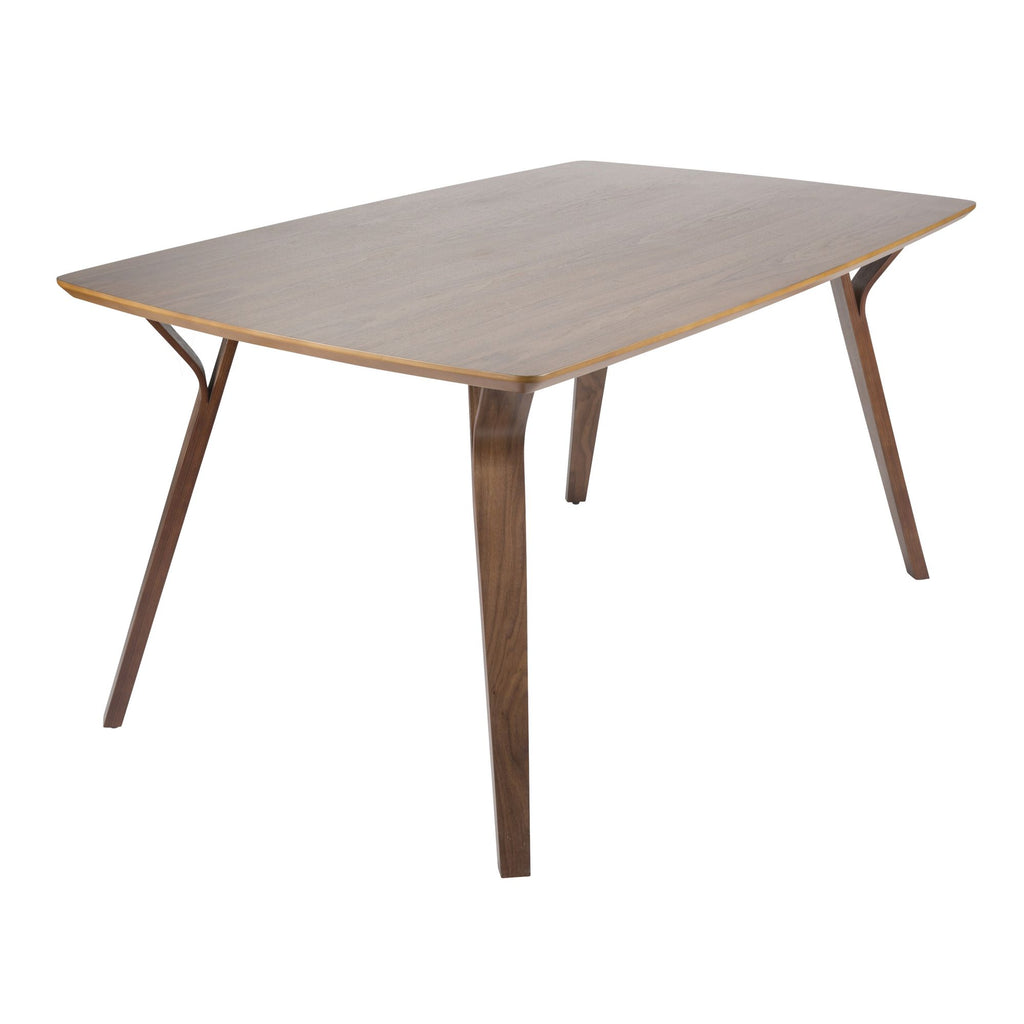 Folia Mid-Century Modern Dining Table in Walnut Wood by
