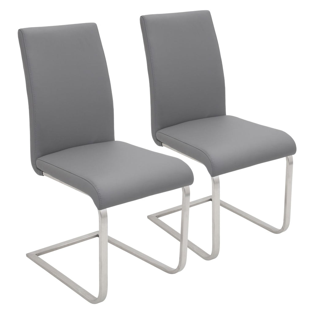 Foster Contemporary Dining Chair in Grey Faux Leather by - Set of 2
