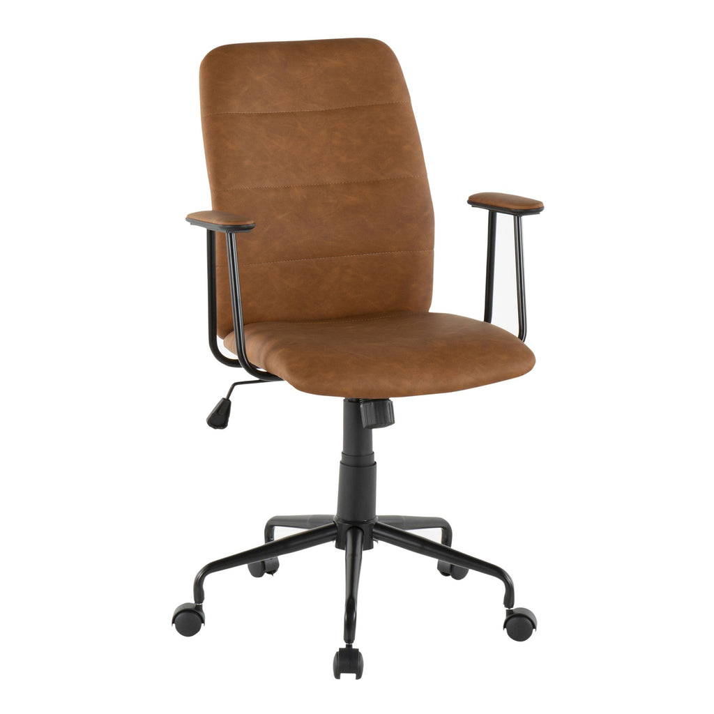 Fredrick Contemporary Office Chair in Brown Faux Leather