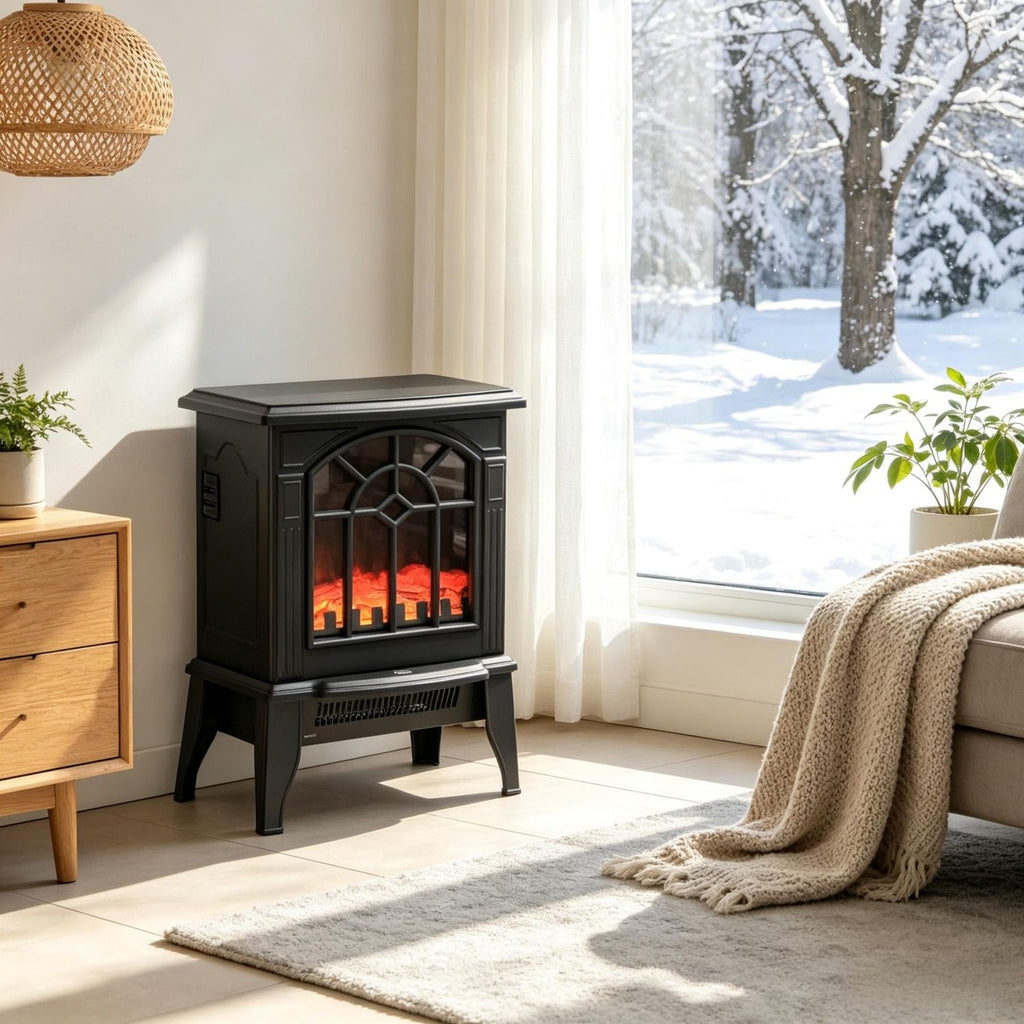 Freestanding Electric Fireplace Heater with Realistic Flame Effect,Electric Fireplace,Portable Electric Heater