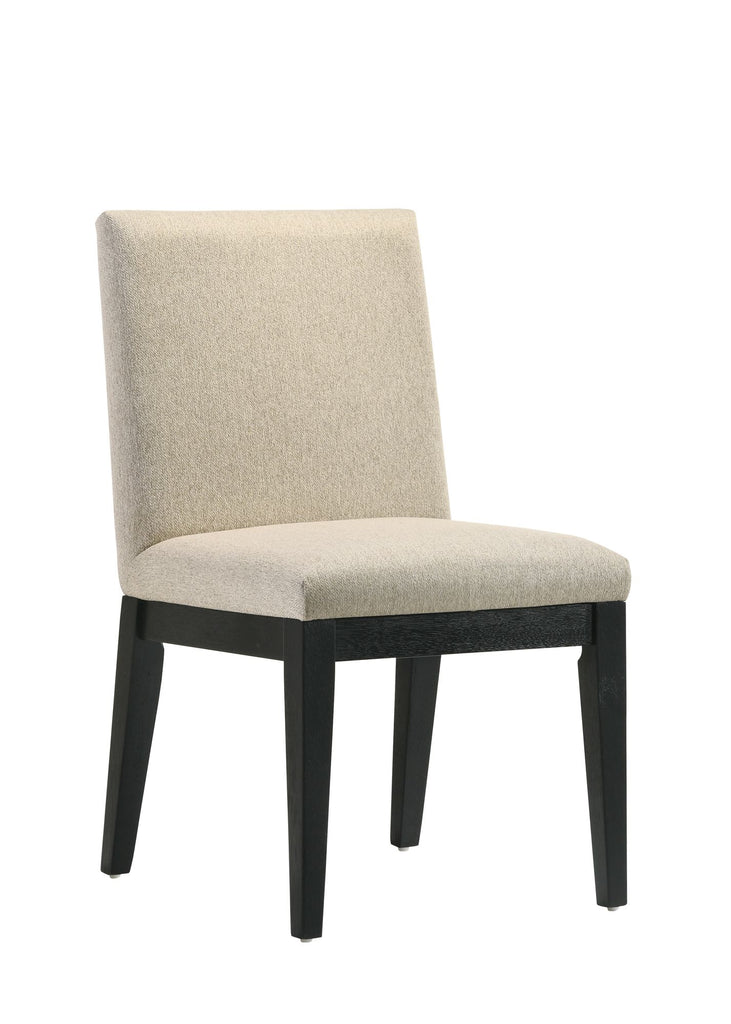 Froja Beige Fabric & Black Finish Side Chair (Set of 2)