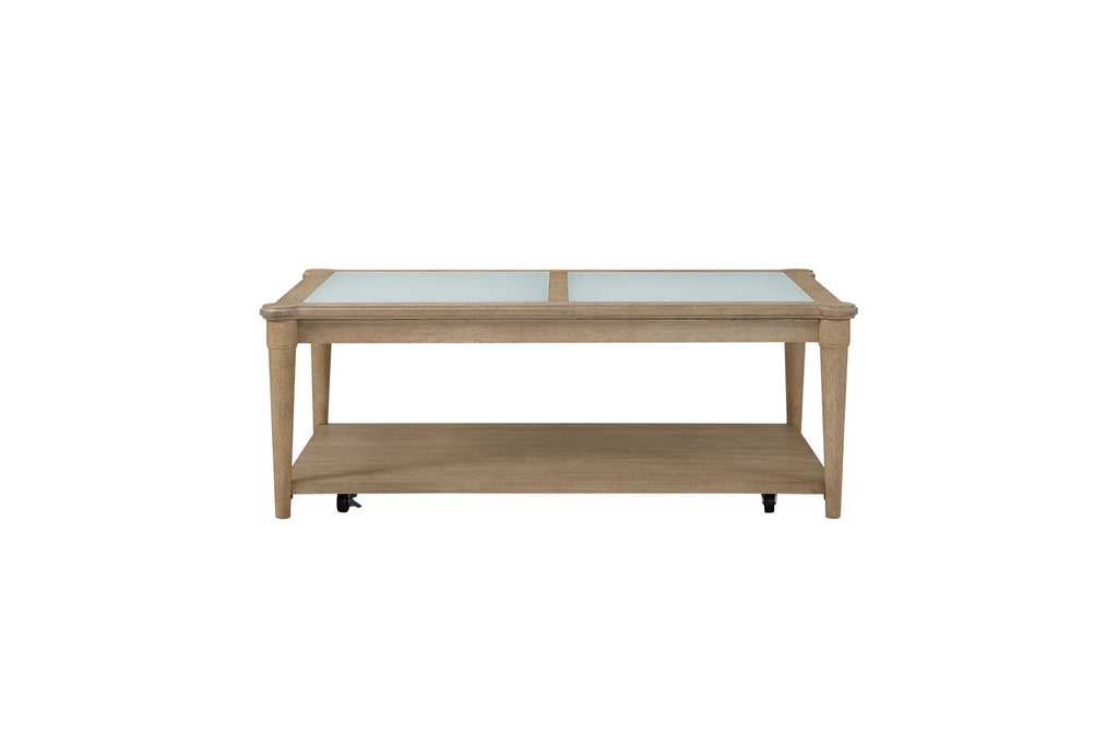 Frosted Glass Top Cocktail Table With Casters