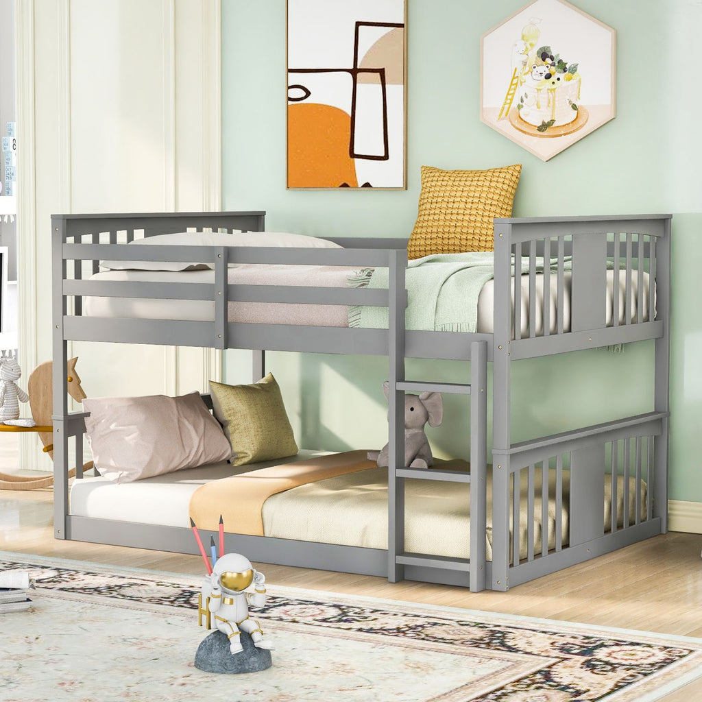 Full Over Full Bunk Bed with Ladder, Gray (Old SKU :LT000207AAE)