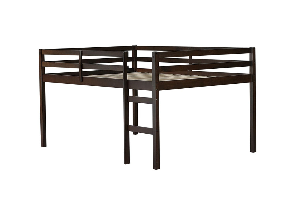 Full Rubber Wood Loft Bed with Ladder,Espresso