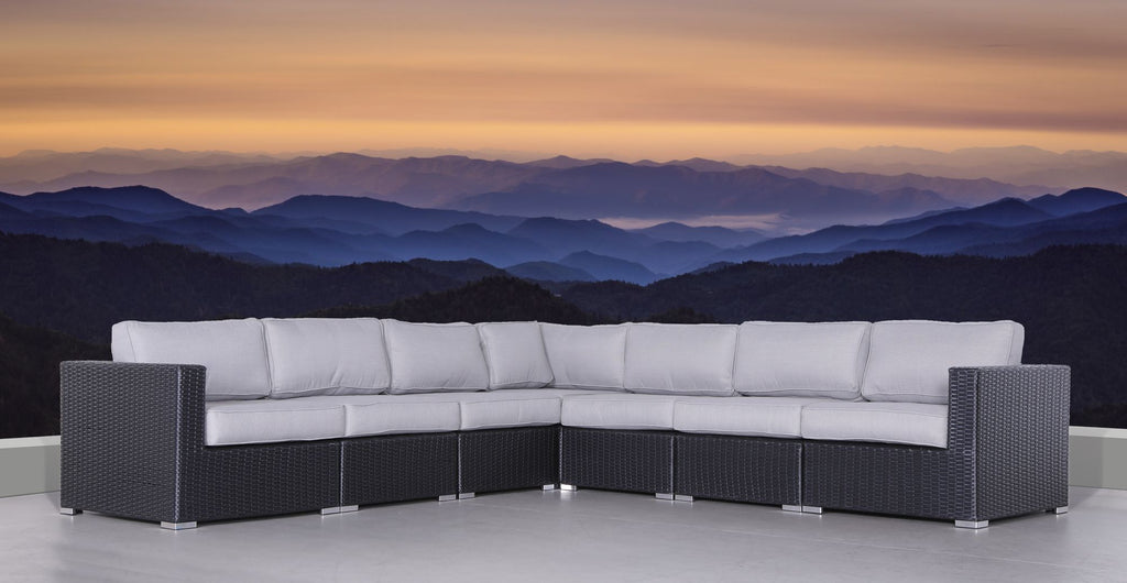 Fully Assembled 122'' Wide Outdoor Wicker Patio Sectional with Cushions