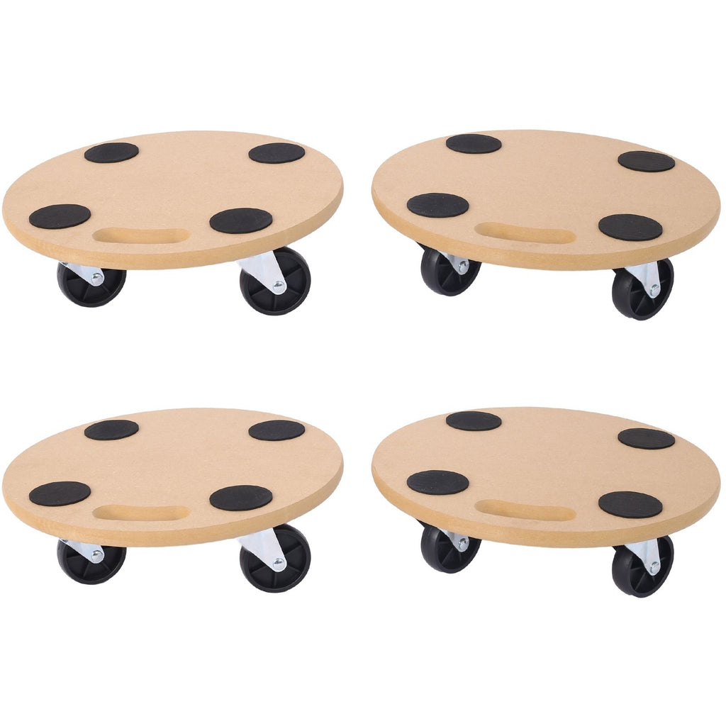 Furniture Moving Dolly, Heavy Duty Wood Rolling Mover with Wheels for Piano Couch Fridge Heavy Items, Securely Holds 500 Lbs (4pcs 15" Round Platform)
