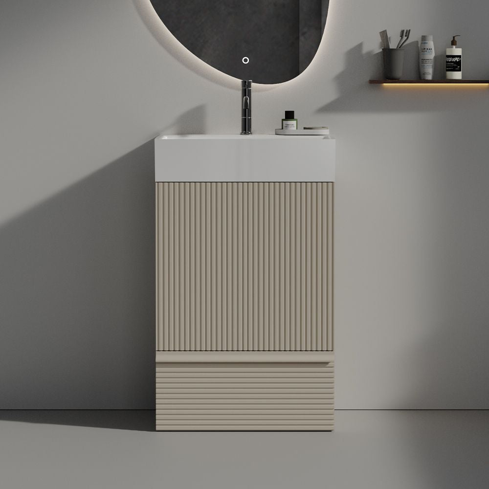 Gada 20" Striped Cashmere Grey Bathroom Vanity with Ceramic Sink, Freestanding Bathroom Cabinet for Modern Bathroom, KD