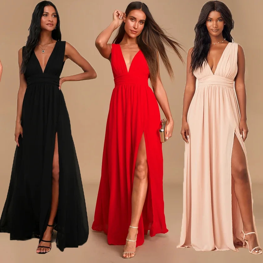 Elegant Backless Maxi Dress for Women with Mesh Long Bodycon Fit in Vibrant Red Perfect for Christmas Parties and Evening Events