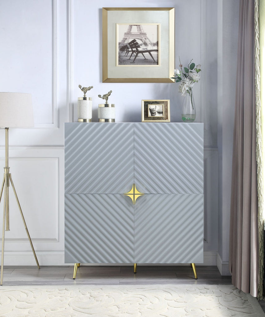 Gaines Gray High Gloss Finish Accent Cabinet