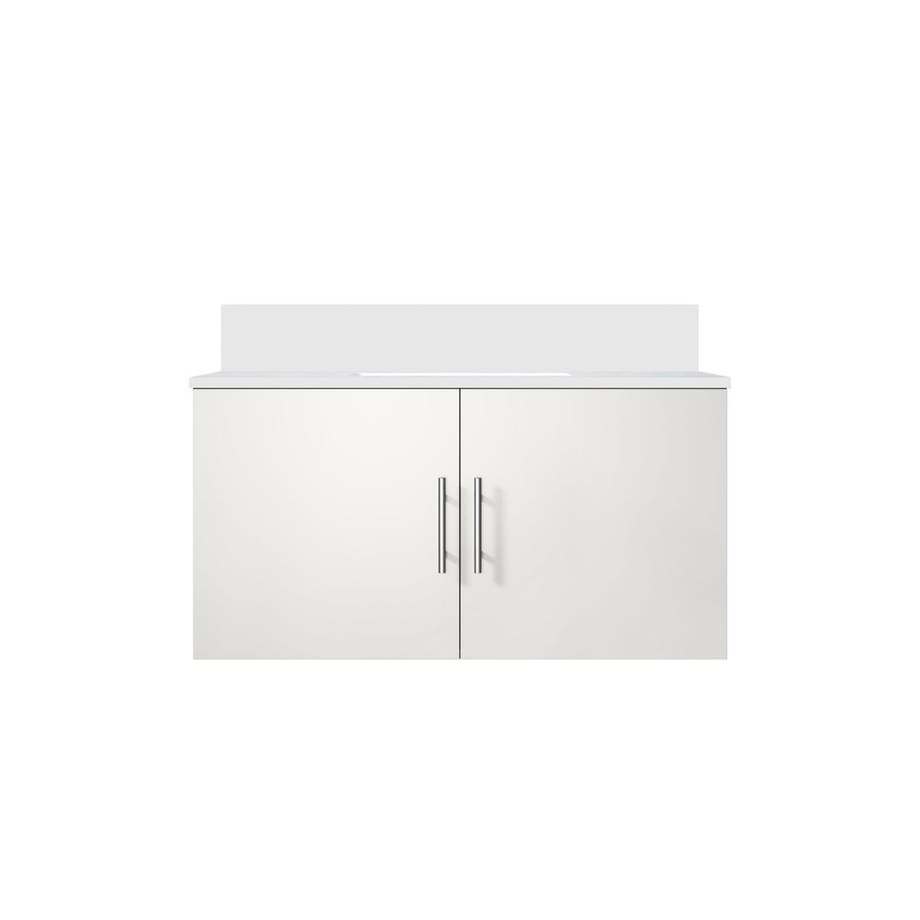 Glossy White Bath Vanity 36 in. W x 22 in. D, with Cultured Marble Top