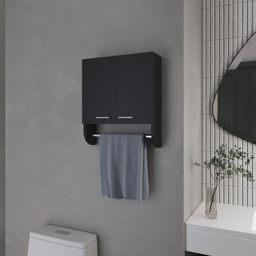 Goodyear Medicine Cabinet in Melamine With a Towel Bar, Black