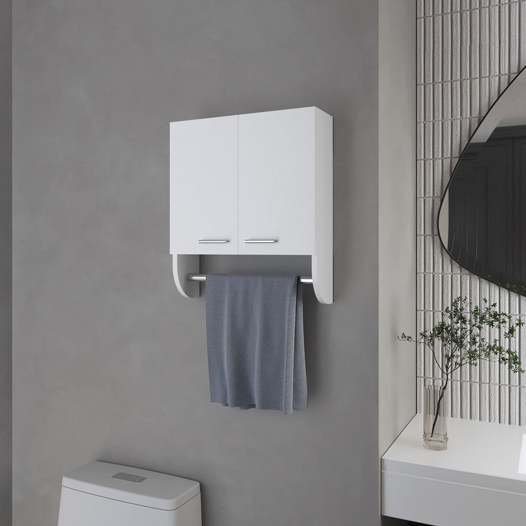 Goodyear Medicine Cabinet in Melamine With a Towel Bar, White
