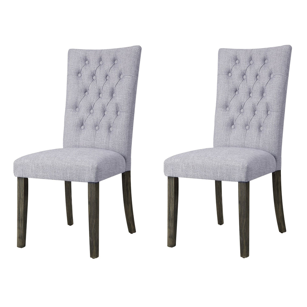Grey and Grey Oak Side Chair with Button Tufted (Set of 2)