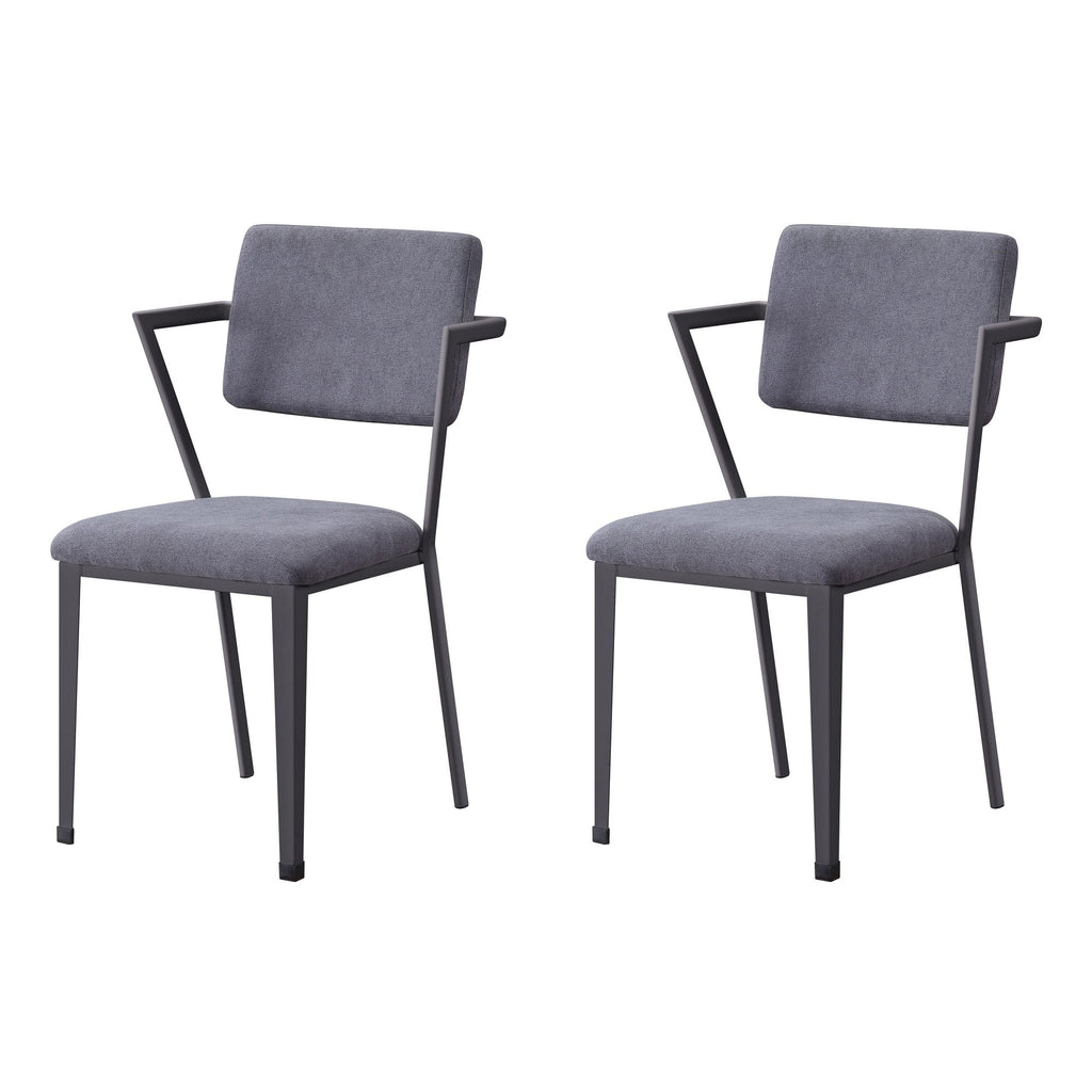 Grey and Gunmetal Open Back Dinning Chairs (Set of 2)