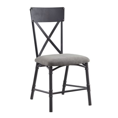 Grey and Sandy Black Side Chair with X-Shape Back (Set of 2)