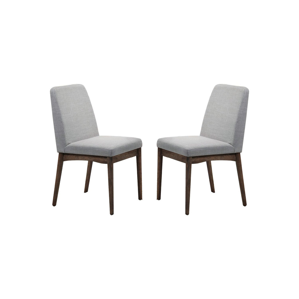 Grey Fabric Upholstered Dining Chair, Brown(Set of 2)