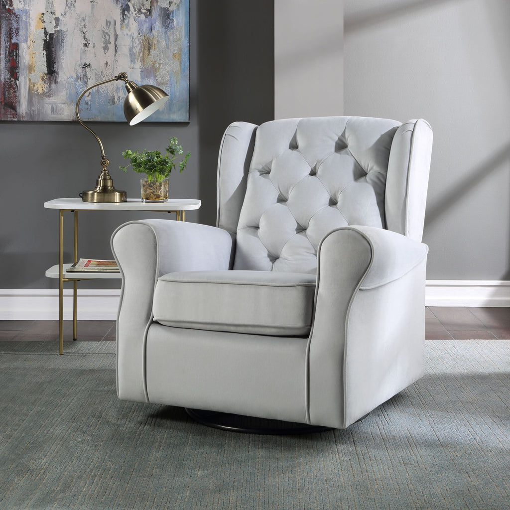 Grey Swivel Chair with Glider