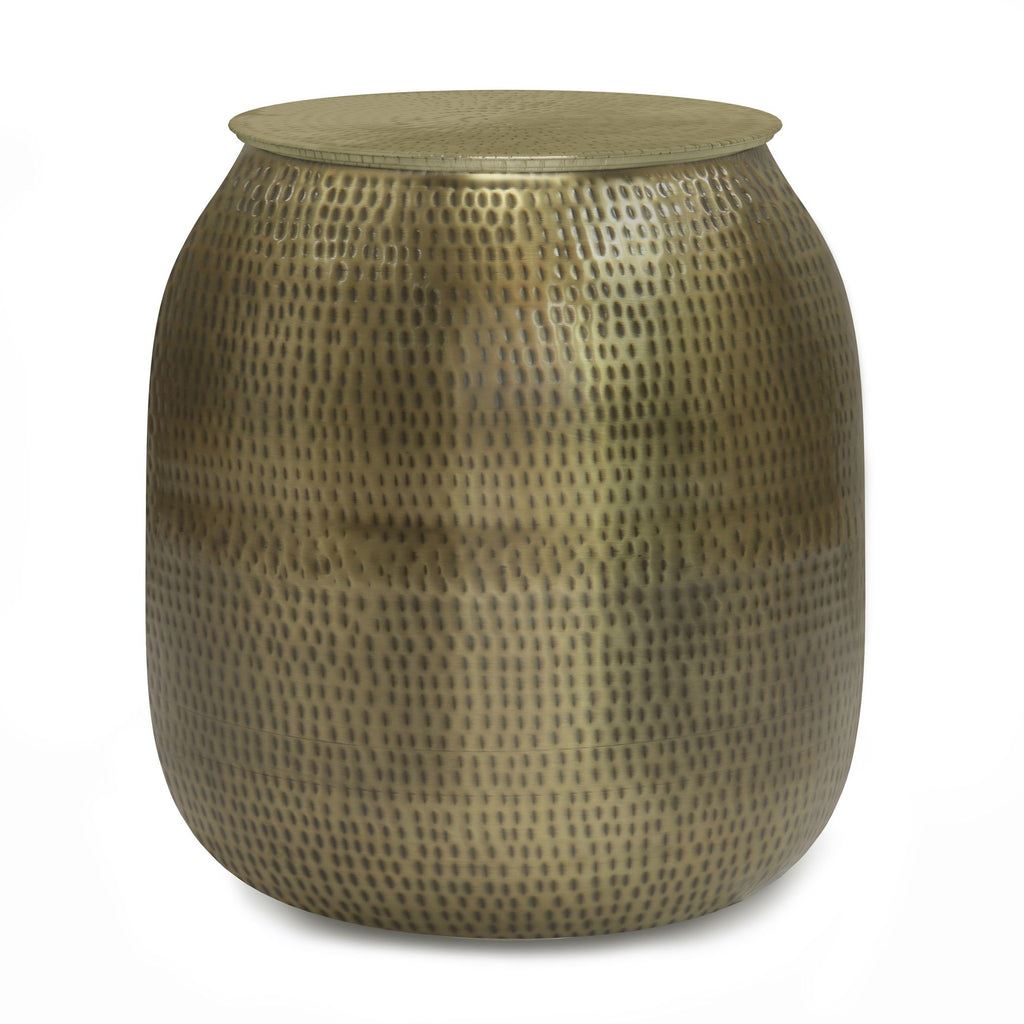 Griffen 19 inch Wide Metal Storage Accent Table in Antique Gold