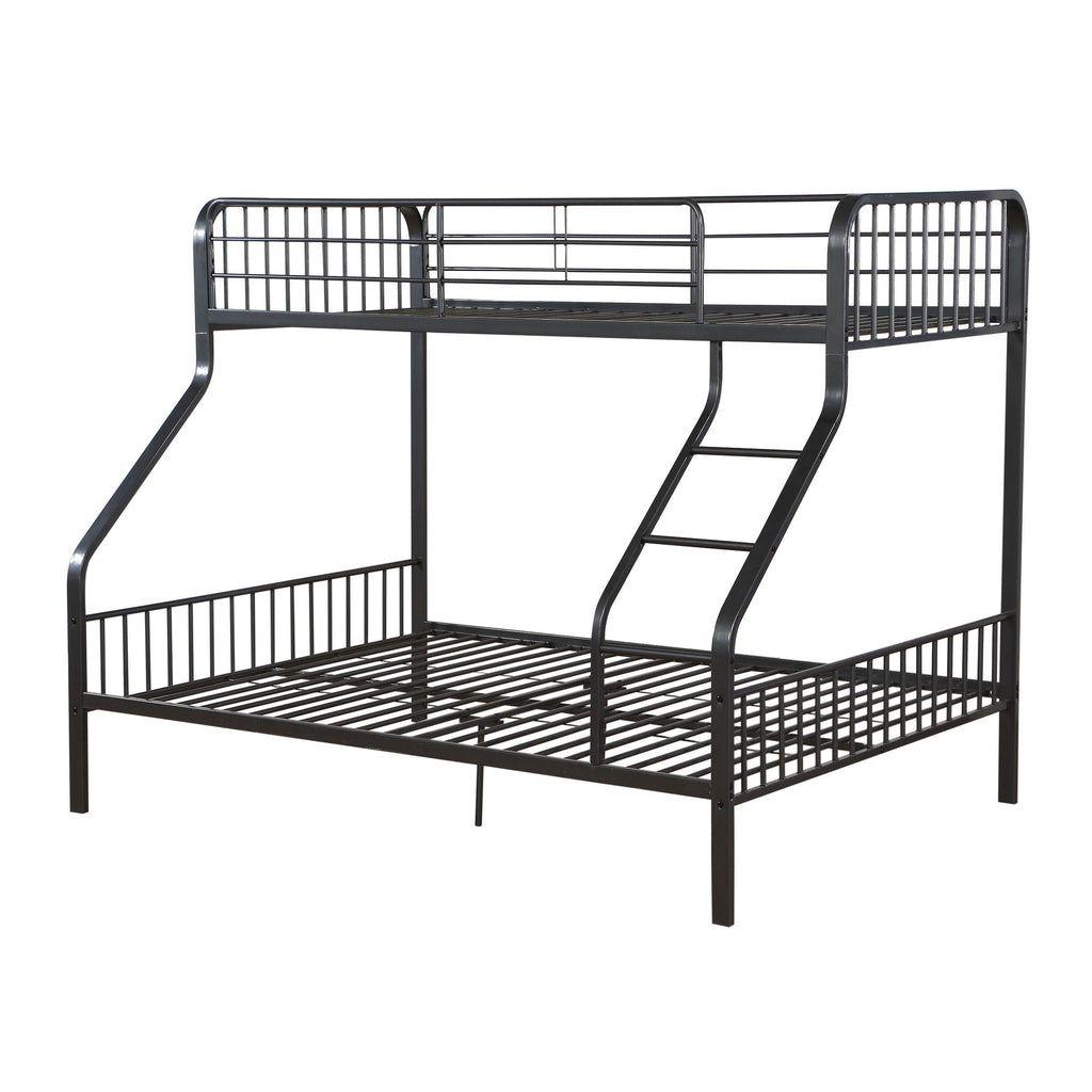Gunmetal Twin XL/Queen Bunk Bed with Built-in Ladder