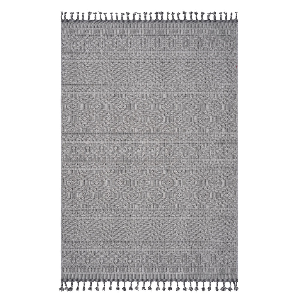 Guros Collection 8X10 White / Geometric Indoor / Outdoor Area Rug