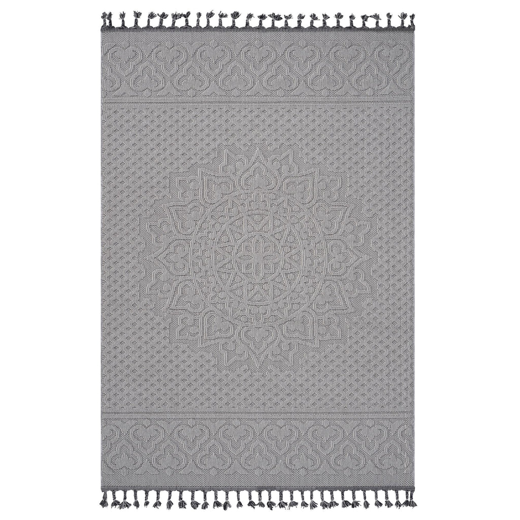 Guros Collection 8X10 White / Ivory / Medallion Indoor / Outdoor Area Rug