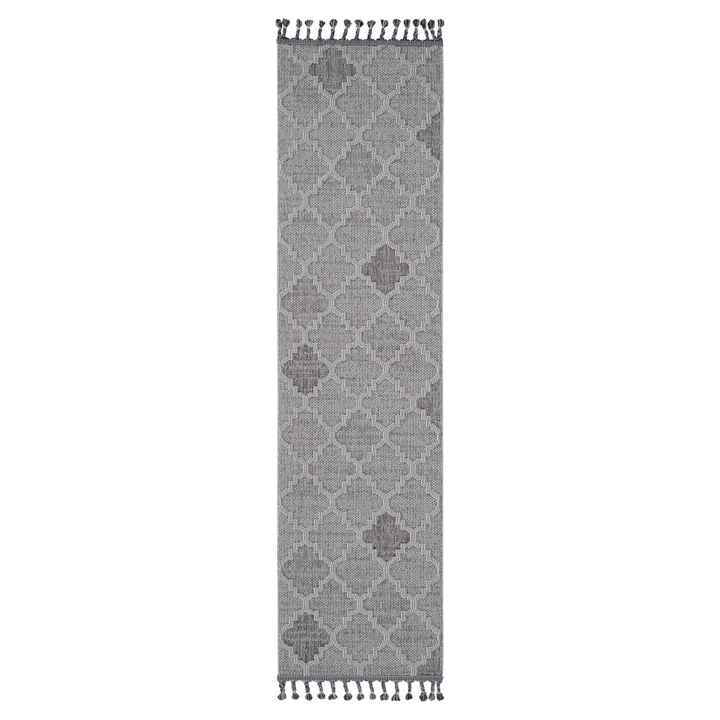 Guros Collection 96*26 inch White / Grey / Trellis Indoor / Outdoor Runner Rug